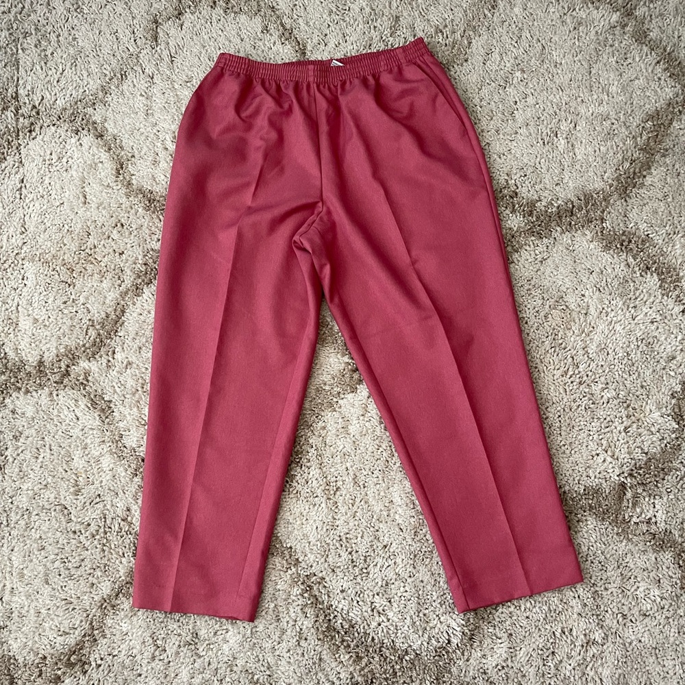 Alfred Dunner Trousers - Womens Pink/Mauve Straight Leg Pants with Pockets